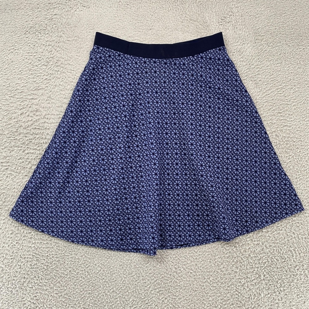 Boden Skirt Womens 6L Blue Knit A-Line Geometric Stretch Work Office Career